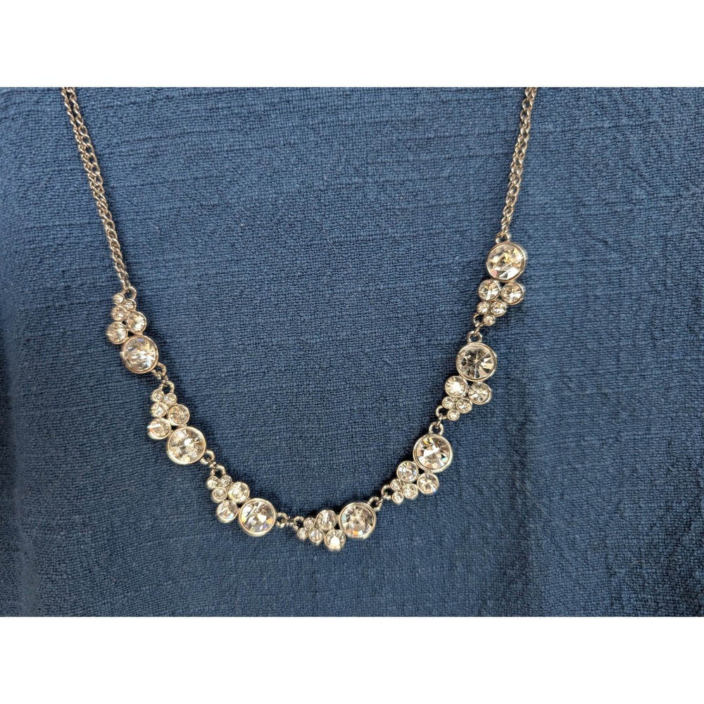 Premier Designs Clear Rhinestone Bubble Cluster Collar Necklace Prom 16-20"